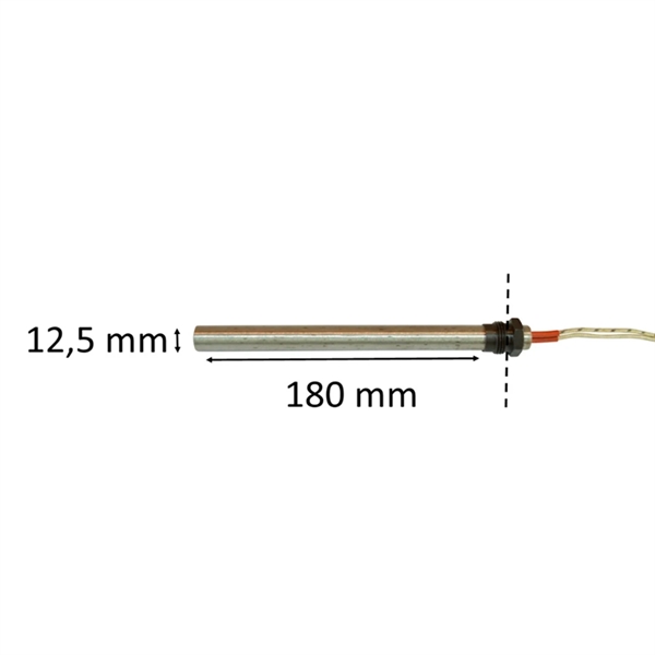 Zündkerze / Glühzünder mit Gewinde für Pelletofen: 12,5 mm x180 mm 3/8 gevind 350 watt